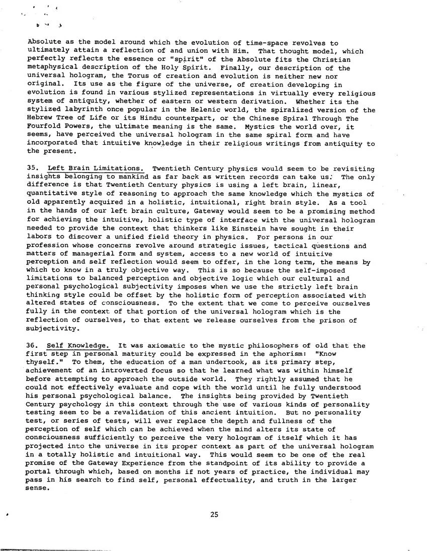 Missing page 25 of CIA report on the gateway process